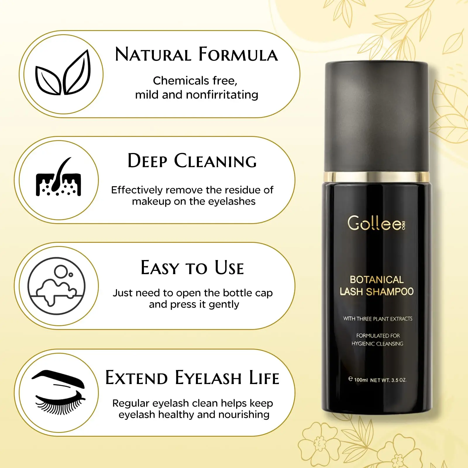 Gollee 100ml Cleaning Mousse B - Eyelash Extension Wash Kit review and price